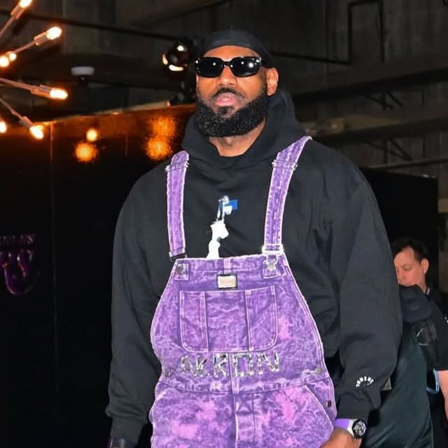 LeBron James in a Jack Ripp purple crystal overall